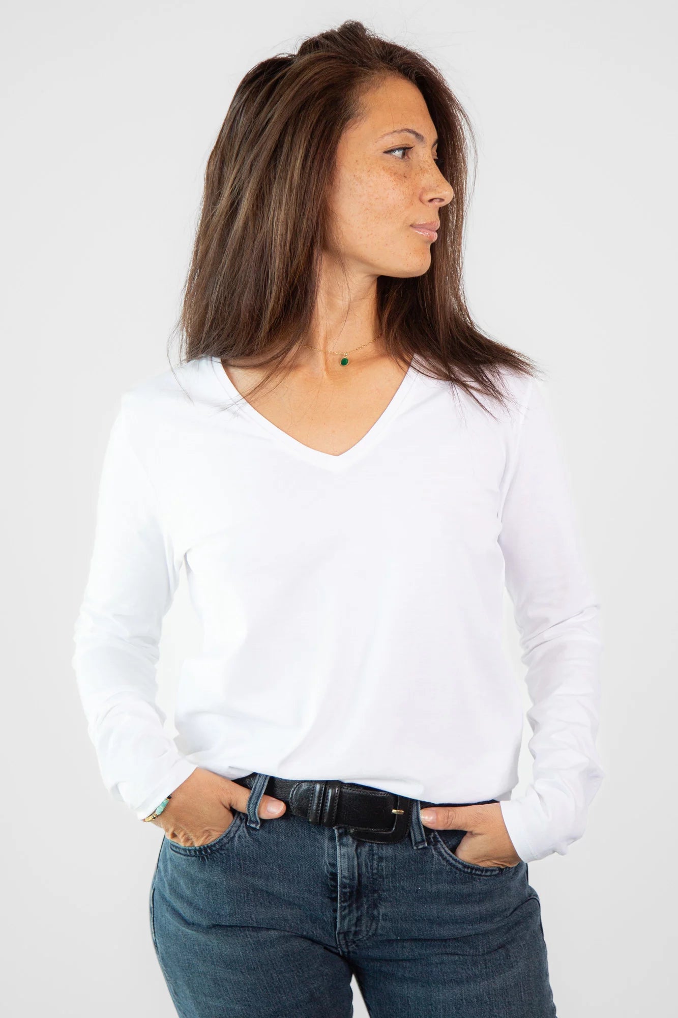 Tee-shirt col v chloé en mid jersey ANONYME APPAREL