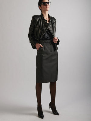 Blouson biker en cuir plongé noir BARBARA BUI