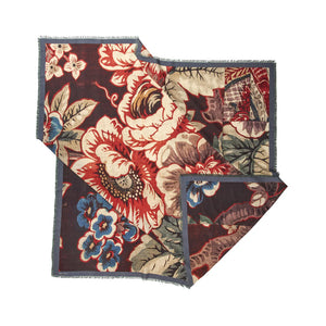 Foulard  dark bloom bordeaux laine soie TAPIS NOIR