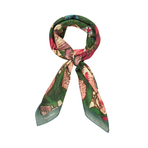 Foulard large light green bloom laine soie TAPIS NOIR