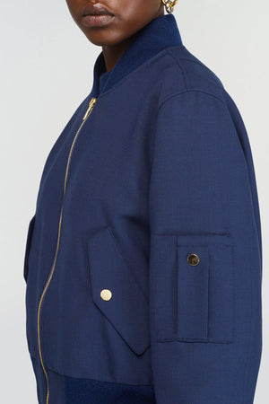 Manteau Blouson aviateur bleu univers SEMI COUTURE