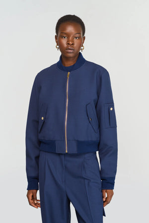 Manteau Blouson aviateur bleu univers SEMI COUTURE