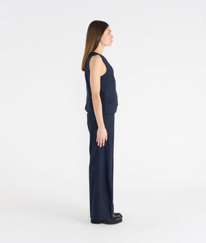 Pantalon ulrik laine coton polyamide bleu nuit HANA SAN