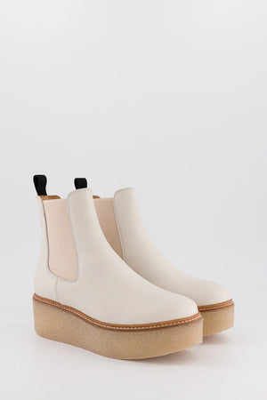 Bottines point en cuir blanc cassé ANNE BLUM