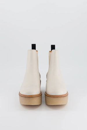 Bottines point en cuir blanc cassé ANNE BLUM